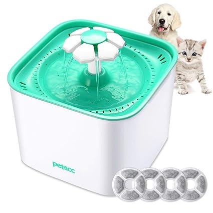 Petacc Katzen Trinkbrunnen,4 Filterelemente Haustier Wasserspender Trinkbrunnen Hund Automatisch Blumentrinkbrunnen Trinkbrun