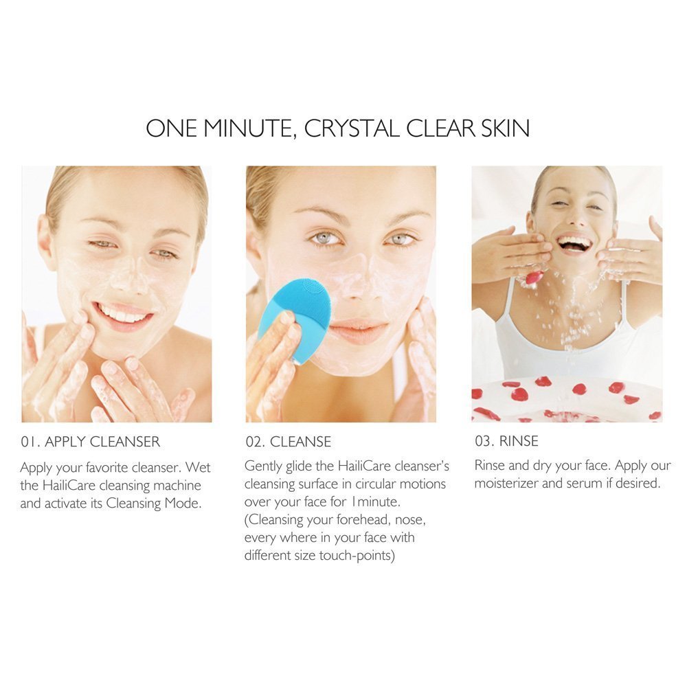 Facial Cleansing Brush - Electric Waterproof Silicone Face massager Anti-Aging Skin Cleanser and Deep Exfoliator - Makeup Removal Tool for Facial Polish and Scrub. 100% Satisfaction Guaranteed! in Pink or Blue (Pink)