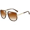 Dollger Oversized Square Aviator Sunglasses for Men Pilot Shades Gold Frame Retro Sun Glasses