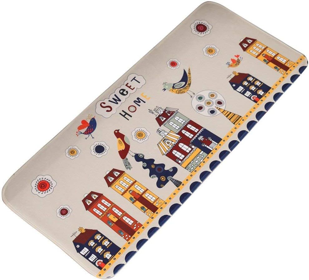 LLRY Washable Kitchen Floor Flannel Rug Non-slip Bath Mat Carpet Door Mats Super Absorbent (Sweet Home, 50x120CM)