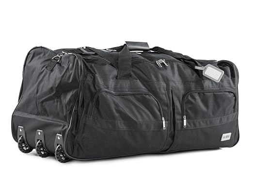 title=Borsone da viaggio con manico telescopico nero nero XXL 140 L