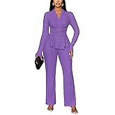 TOPSRANI Womens Bodycon Lounge Sets 2 Piece Outfits Casual Sweatsuits Tracksuit V-Neck Long Sleeve Cute Pants Sets