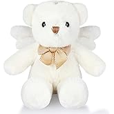 HyDren Angel Bear Plush Stuffed Animal with Wings White Bear Dolls for Boys Girls Birthday Gift (Plush,Classic)