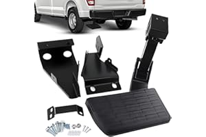 BBTEQEKN Rear Bed Step Compatible with Ford F150 F-150 2021 2022 2023 (Excludes Dual Exhaust), Retractable Bumper Step, Foldi