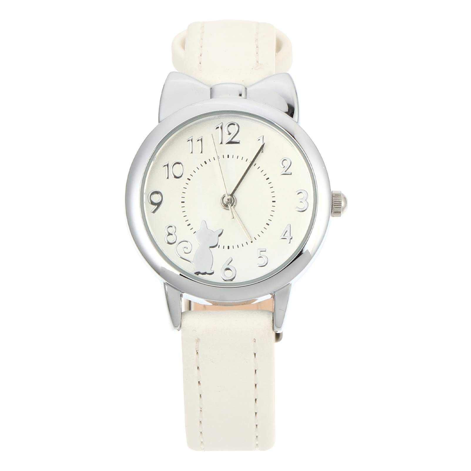 POPETPOP Quartz Girls Watches for Kids- Cute Waterproof Watches with Cartoon Cat Pattern, Japanese Movement Wristwatch for Kids Girls