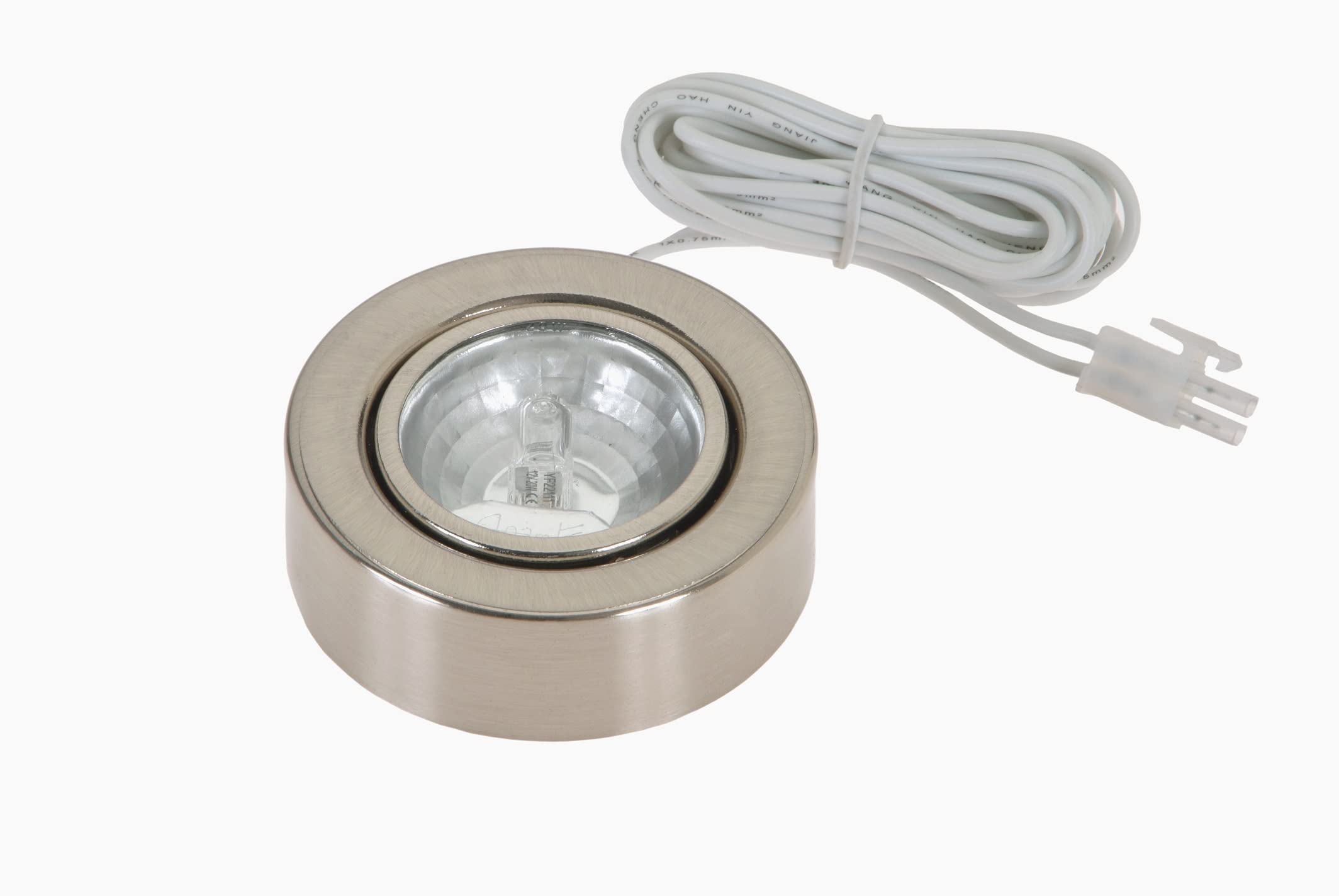 FRS Surface Round 12v 20w Halogen Downlight Under Unit Cabinet Stainless Warm White (Transformer Required)
