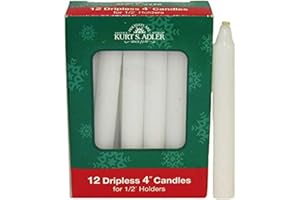 Kurt S. Adler 4-Inch White Dripless Candles, 12 Piece Set