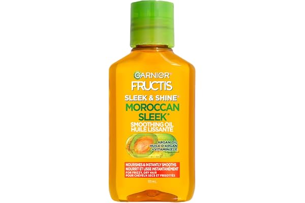 Garnier Fructis Moroccan Sleek Hair Oil Treatment for Frizzy and Dry Hair, Instant Sleek, with Argan Oil, 111 mL