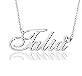 AOLO Talia Heart Name Necklace Silver Stainless