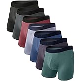 BAMBOO COOL Men's Underwear Breathable Boxer Briefs with Fly Moisture-Wicking Lightweight Underwear 7-Pack