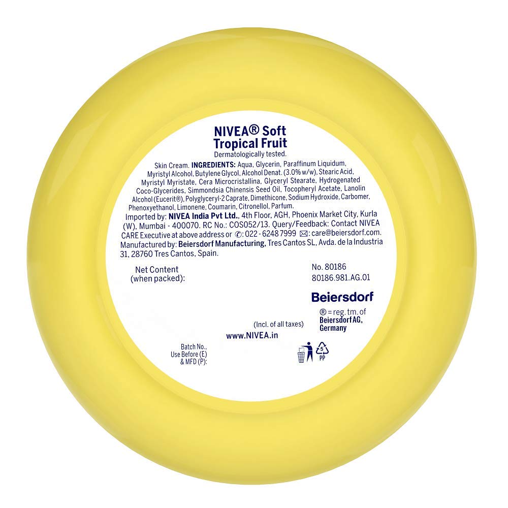 nivea soft light moisturiser tropical fruit