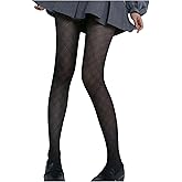 RoseSeek Women's 1 Pair Plaid Sheer Mesh Stockings Y2K Gothic Tights High Waist Thigh High Pantyhose