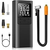 Tire Inflator Portable Air Compressor Cordless Air Pump with Digital Tire Pressure Gauge, Accurate Dual LCD Display & LED Light, for Car/Motorcycle/E-Bike/Ball