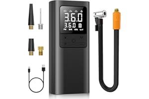 TMIGIA Tire Inflator Portable Air Compressor Cordless Air Pump with Digital Tire Pressure Gauge, Accurate Dual LCD Display & LED Light, for Car/Motorcycle/E-Bike/Ball
