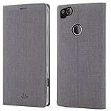 Google Pixel 2 Case, PU Leather Slim Flip Wallet Card Slots Cover Kickstand Feature and TPU Bumper Full Body Protection for Pixel 2 (Gary)