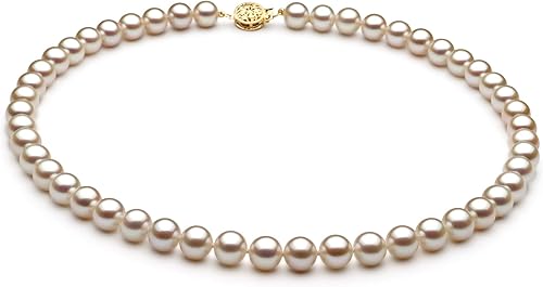 White 9-10mm AAA Quality Freshwater Gold filled Cultured Pearl Necklace For Women