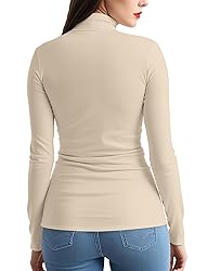 Womens Long Sleeve Turtleneck T-Shirts Mock Neck