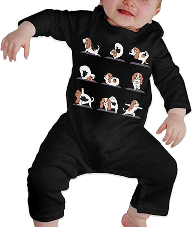 Amazon Com Auccen Baby S Funny Basset Hound Yoga Jumpsuit Bodysuit Clothes Long Sleeve One Piece Coverall 100 Organic Cotton Clothing