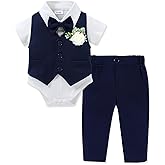 SANMIO Baby Boy Clothes Suits Summer Short Sleeve Dress Shirt+Vest+Tie+Pants Infant Boy Wedding Christening Outfits Set 0-24M
