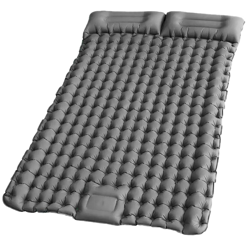 Loboo Idea Camping Sleeping Pad with Built-in Pump, Self-Inflating Sleeping Mats For Camping, Sleeping Pad For Tents,Hiking,Family Camping Winter Sleeping Pad (Gray, Double)