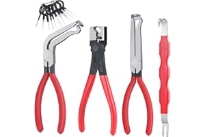 HUIGULI 4 Pieces Electrical Disconnect Pliers for Cars, Automotive Electrical Plug with 8 Pcs Terminal Removal Tools, Connector Disconnect Tool and Connector Separator and Hose Clamp Pliers