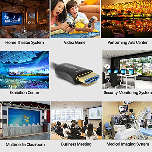 MavisLink HDMI Cable Fiber Optic 50ft 4K 60Hz HDMI2.0b HDR10 ARC HDCP2.2 3D Dolby Vision 18Gbps YUV4:4:4/4:2:2/4:2:0 Slim Flexible for HDTV/Game Console/Projector/Home Theatre