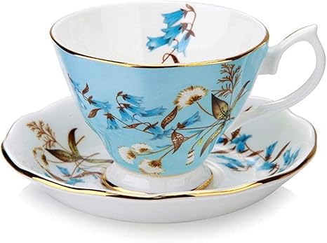 Amazon Jpljlコーヒーカップ高級な ティーカップ ソーサー 紅茶とコーヒーカップ セラミックス コーヒー皿 カップ ソーサー ダイニングテーブル リビングルーム 勉強に最適 タンポポ 水色 カップ ソーサー オンライン通販