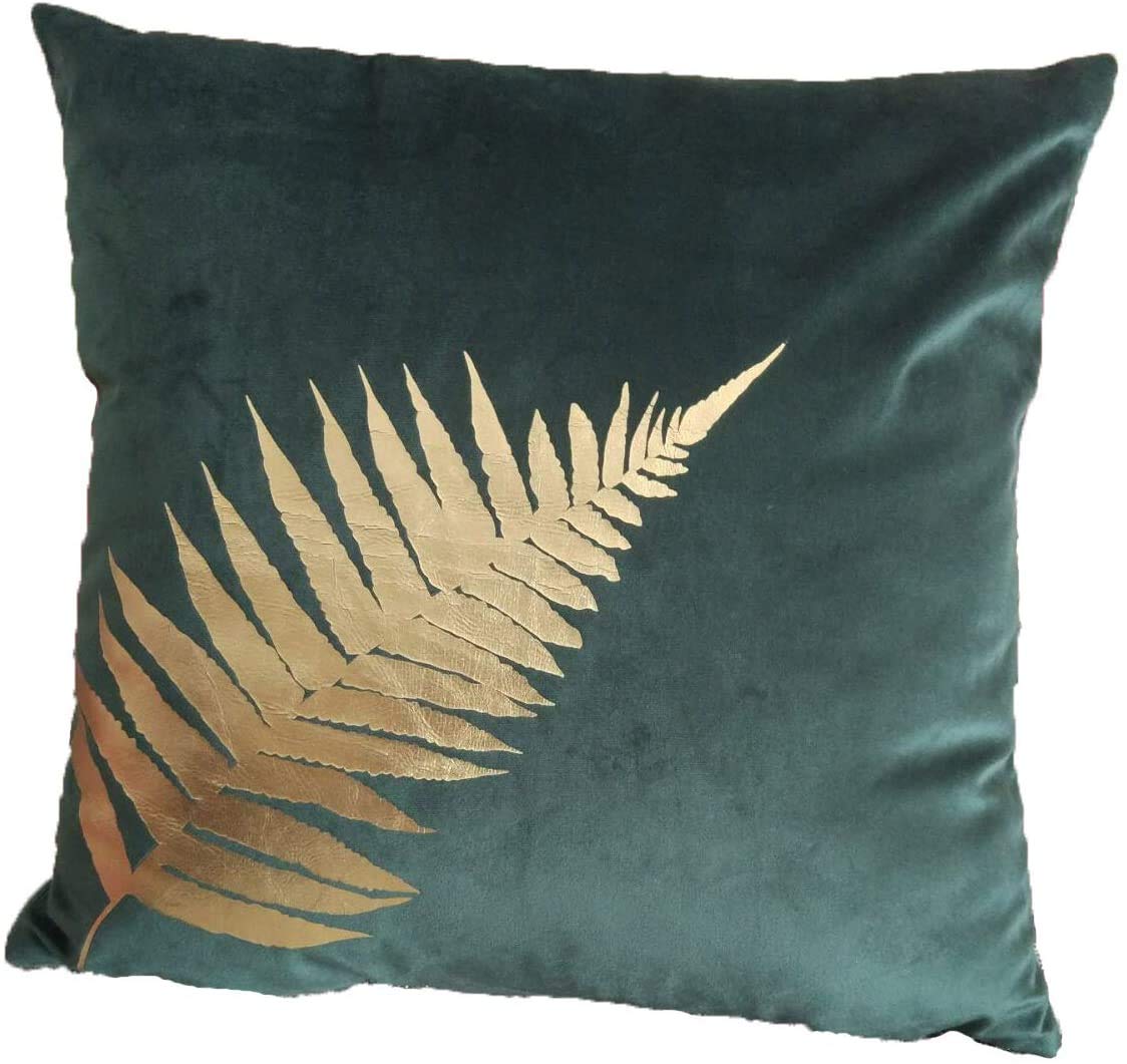 ZUODU Plant Leaves Cushion Cover Gold Foil Printing Velvet Pillow Case Cover Cushion Covers for Sofa Car Home Decor 45x45cm golden Leave