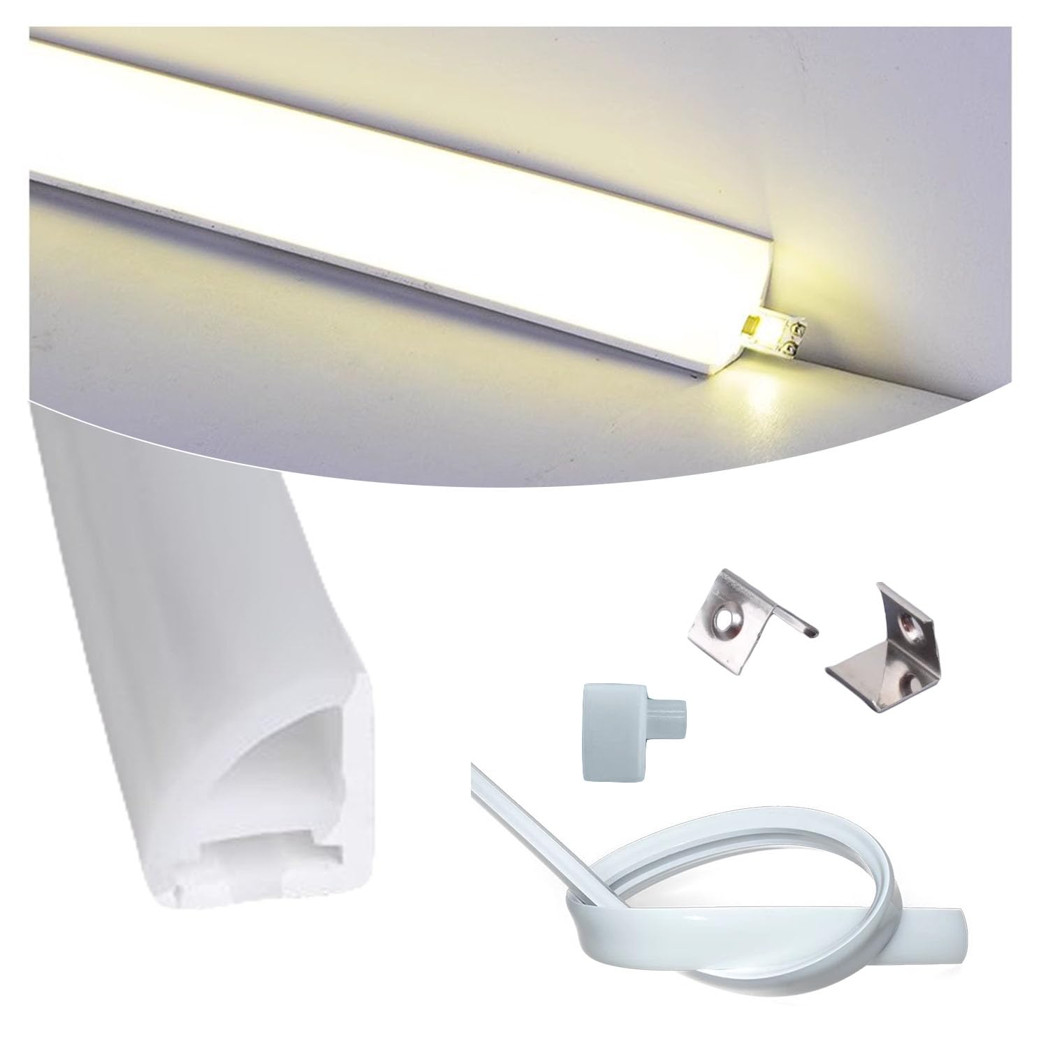 Photo 1 of DGLILUAN 196inch Silicone LED Diffuser Channel System, 16 x 16mm V Shape Flexible Waterproof Neon Rope Strip Light Tube Cover for 10mm Led Strip Lights Installation for Indoor and Outdoor Decor