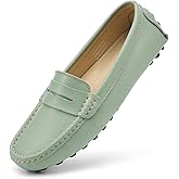 Artisure Women's Classic Comfort Leather Penny Loafers Casual Slip-Ons Lightweight Walking Flats Driving Mocs Boat Shoes