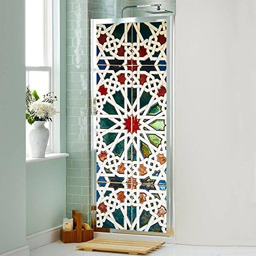 3D Door Mural Wall Sticker Home Decorative Stickers Self-Adhesive Mosaic Art Bathroom Glass Door Cover Mural Decor Wallpaper Removable Wall Decal Home Decor 17.7"x 39.4" (Colorful)