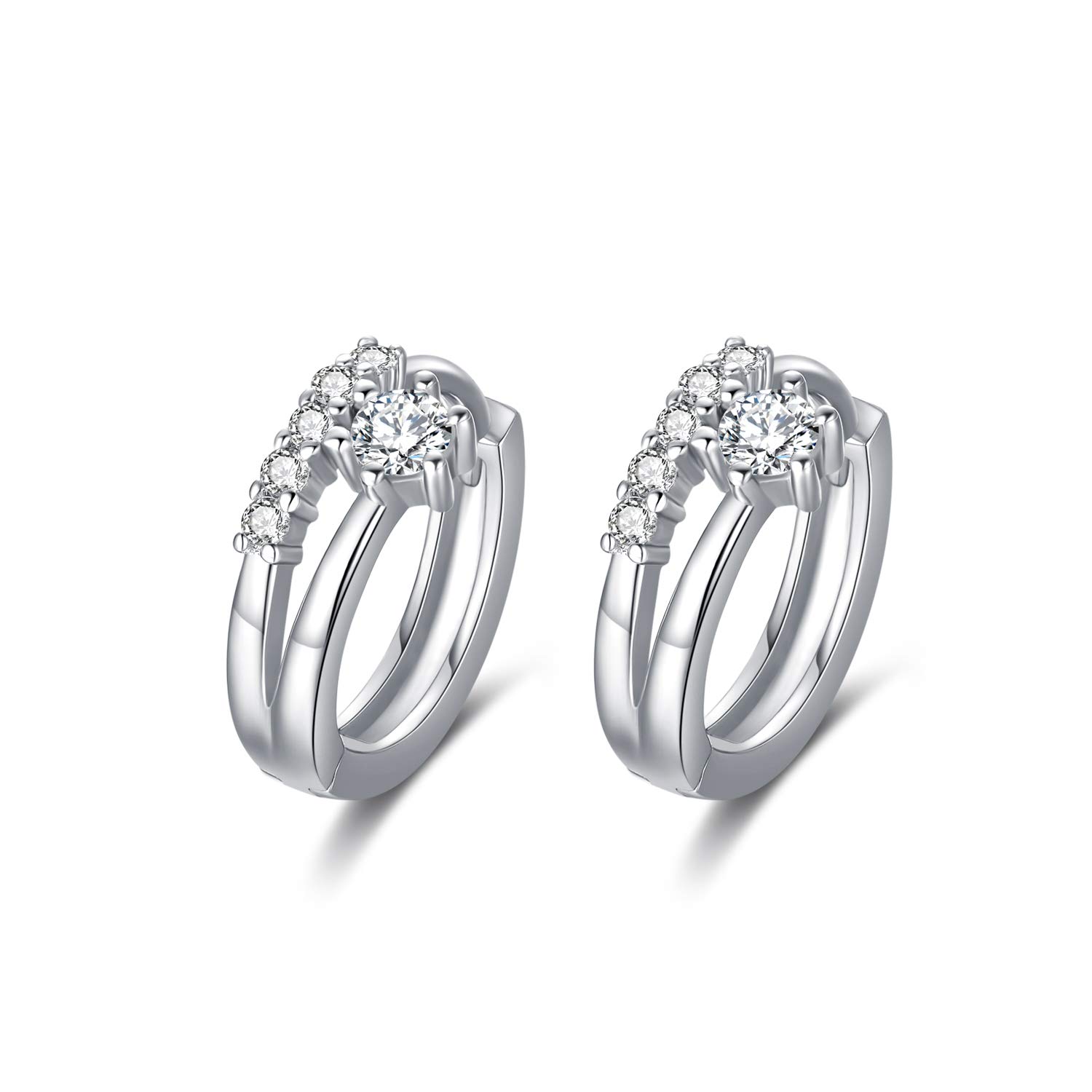 925 Sterling Silver Hoop Earrings Cubic Zirconia Hypoallergenic White Zirconia Jewellery Gifts for Women Girls