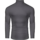 DEMEANOR Mens Turtleneck Long Sleeve Lightweight Slim Fit Pullover Sweaters Casual Base Layer Thermal Knit Top