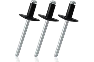 Zorveiio 60 Pcs 3/16" x 1/2" Large Flange Aluminum Blind Rivets Dome Head Pop Rivets for Installing Accessories, Black