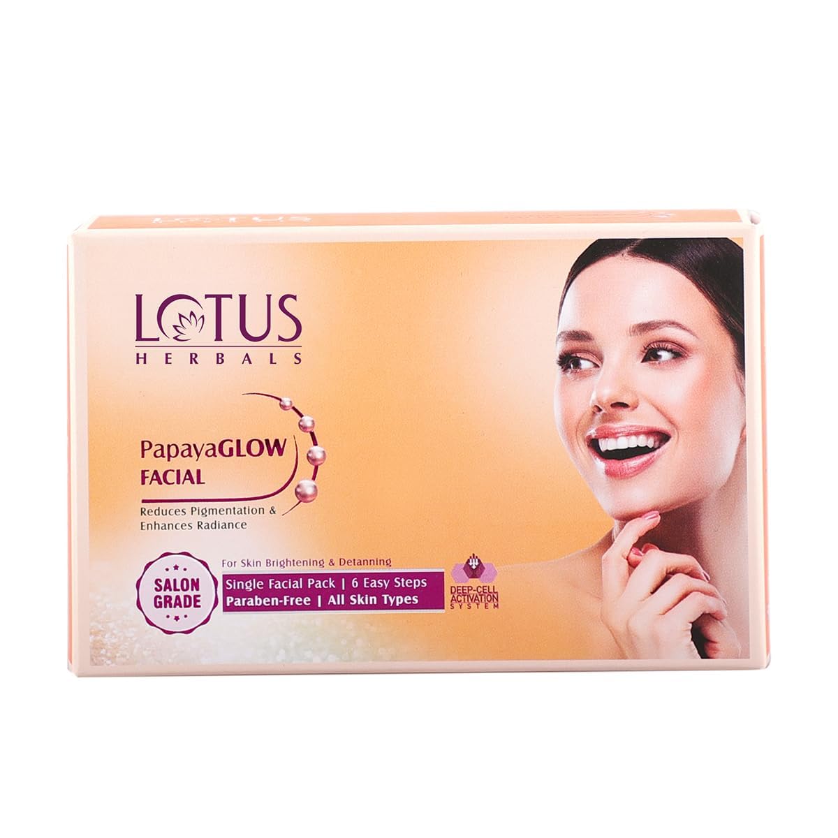 Lotus Herbals PapayaGlow Facial Kit with Peeling Mask, 4 in 1 Formula for All Skin Types, Reduces Pigmentation and Instant Glow (Single Use)