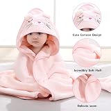 HiABsee Baby Towels with Hood Pink Cat Ultra Soft 80x80cm Coral Fleece view 5