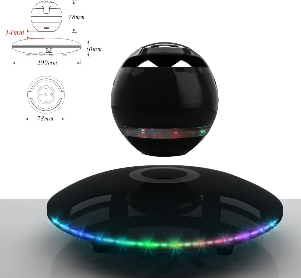 Floating Bluetooth Speaker, Mixteem Hi-Fi Levitating Wireless Speaker with Multi-color LED 360 Degree Rotating Build in Microphone & Touchable Panel Valentine's Day gift