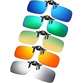 Frienda 5 Pairs Polarized Clip On Sunglasses Rimless Flip Up Anti Glare Driving Glasses