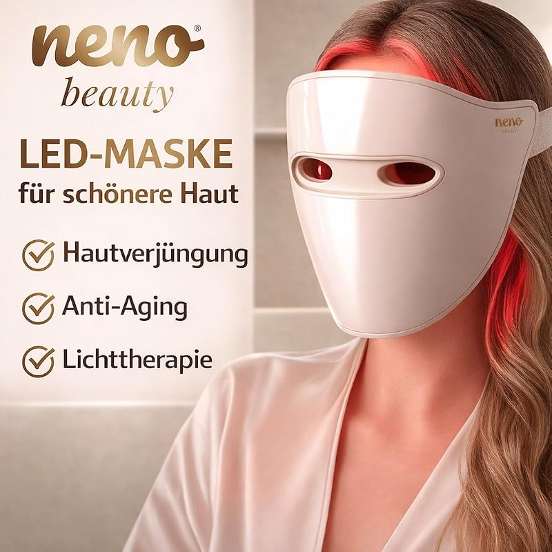 Alva Rotlichtlampe fürs Gesicht - LED Gesichtsmaske - Rotlicht Maske mit 3 Modi - Red Light Therapy mit 220 LED Dioden - Anti-Aging Skincare - Face Mask mit Lichttherapie – Kabellos, USB