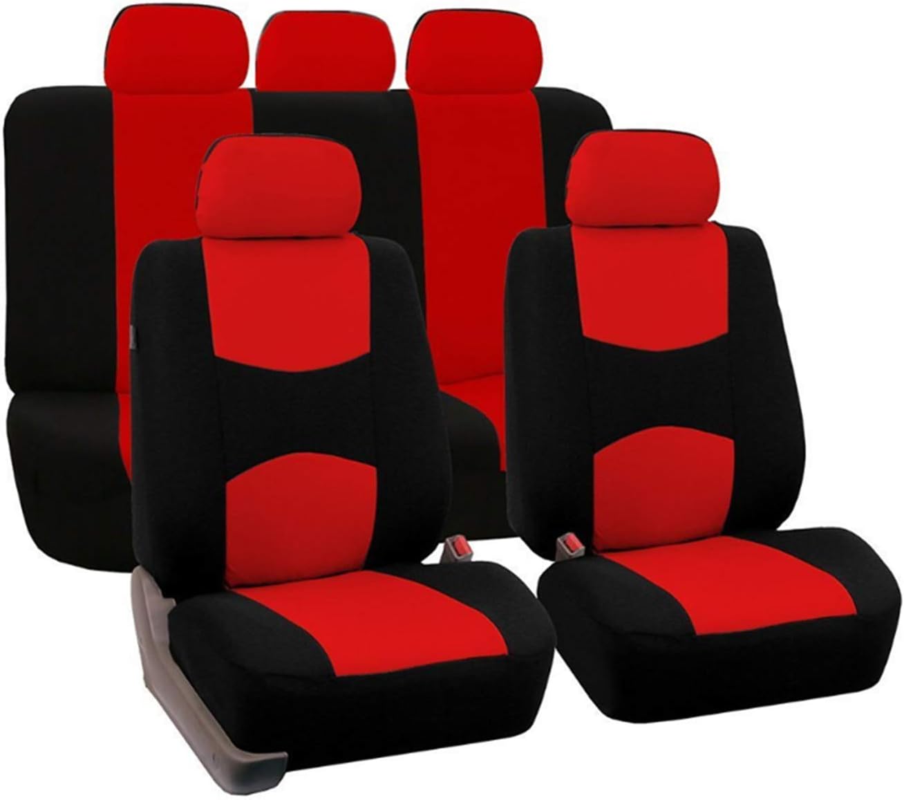 Mioke Car Seat Covers Universal Protector Auto Interior Decoration Breathable Cloth Compatible Full Set (red)