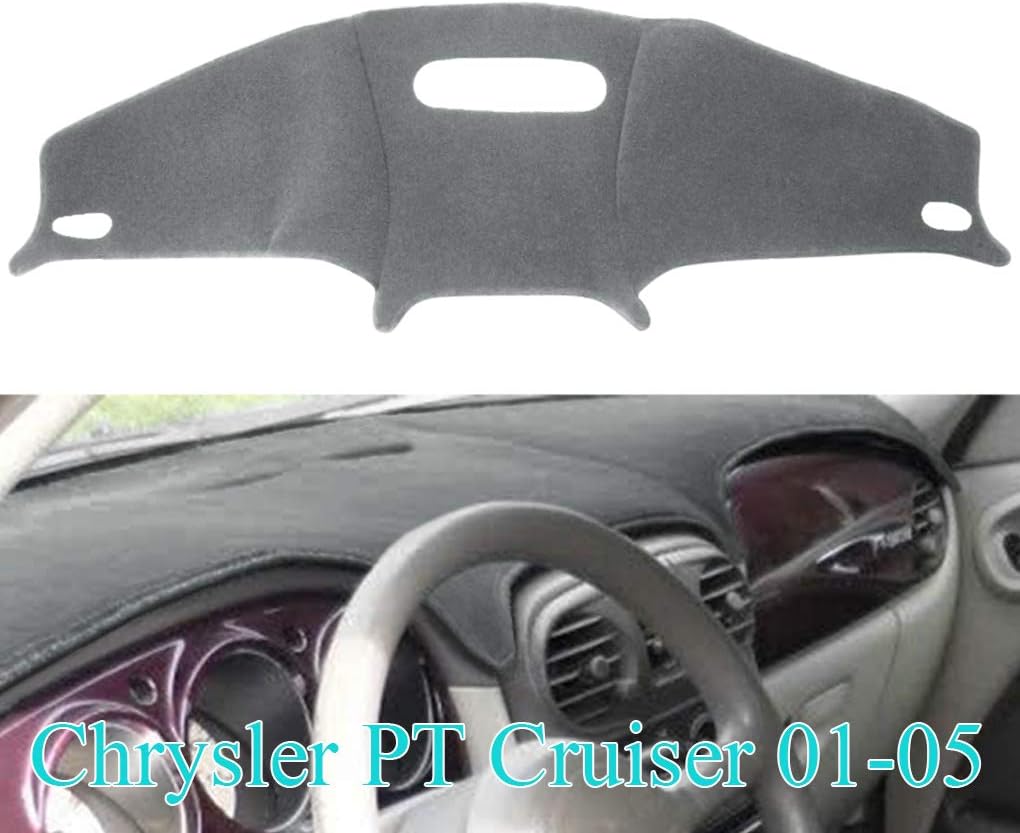 AKMOTOR Dash Cover Mat Custom Fit for Chrysler PT Cruiser 2001 2002 2003 2004 2005,Dashboard Cover Carpet Pad (Gray) Y15