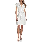 DKNY Women's Notched Collar Shirt Dress