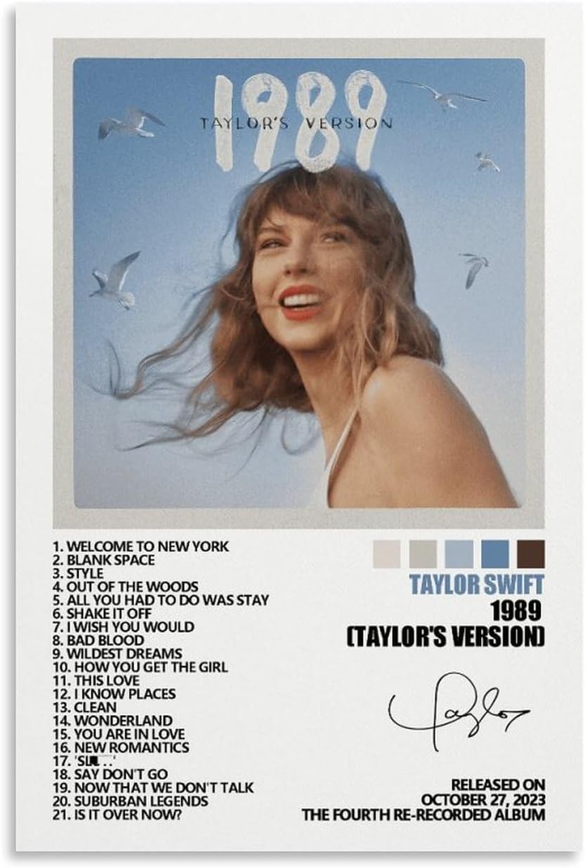Posters & Prints - MOMYO Taylor Poster Swift 1989 (Taylor's Version) Music Album Cover Posters for Room Aesthetic Canvas Wall Art Bedroom Decor 08x12inch(20x30cm)