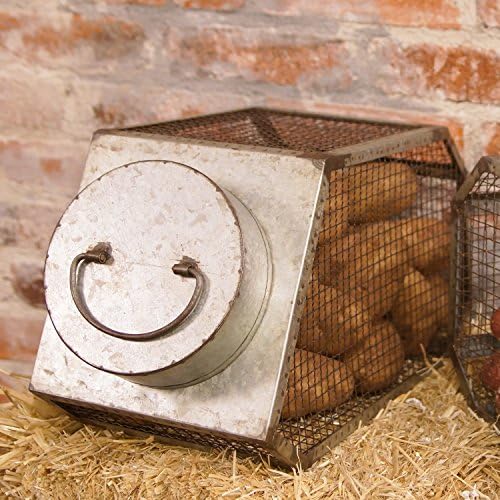 Farmhouse Decor Metal and Wire Canister for Fruits, Vegetables or Other Storage!