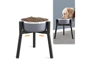 SHAINFUN Adjustable Dog Bowl Stand, Tall Elevated Feeder for 7-10.6" Bowls, Metal Single Raised Holder, 11" Tall (Bowl Not Included)