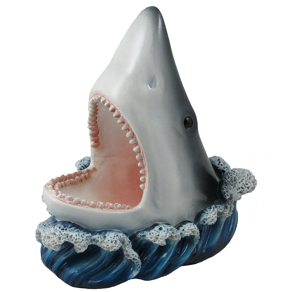 Decorative Great White Shark Wine Bottle Holder Statue for Beach Bar or Tropical Kitchen Decor