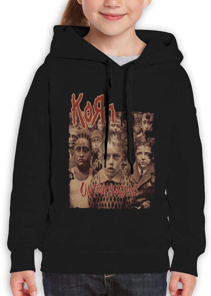 Korn Untouchables Youth Hoodies Hooded Sweatshirt for Boys and Girls Black