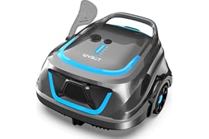 WYBOT A1 Cordless Robotic Pool Cleaner, Automatic Pool Vacuum with 120 Mins, Double Filters, LED Indicator, 2.5H Charging, Lightweight, Ideal for Above Ground Flat Pools, Greyblue