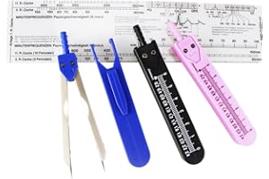 Airgoesin ECG EKG Calipers with Ruler for Electrocardiogram Drafting Divider with Extra Ruler, Assorted Color, 3pcs/Pack