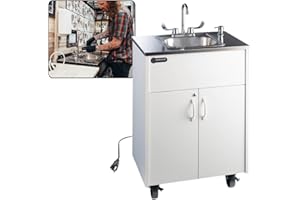 Ozark River Portable Sinks Premier S1, White Laminate/Stainless Sink Basin, Self Contained Sink, Hand Washing Station, Portable Sink with Hot Water, Portable Sink Hand Wash Station